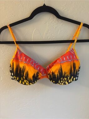 SET - Women’s Animal Print, Orange and Black Bikini - S - Lined Underwire Cups
